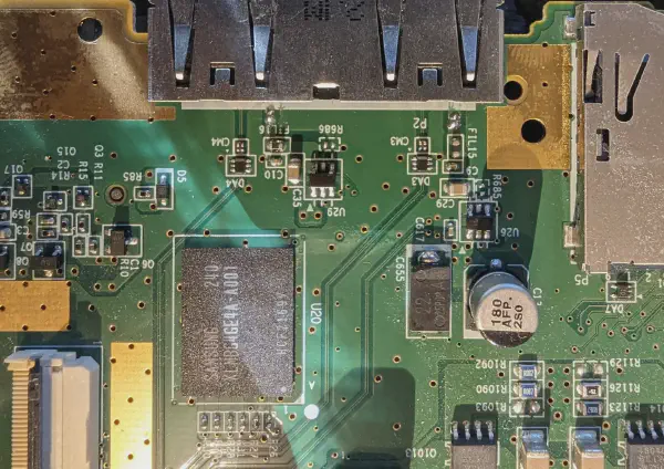 Top of the front USB showing layout of the PCB