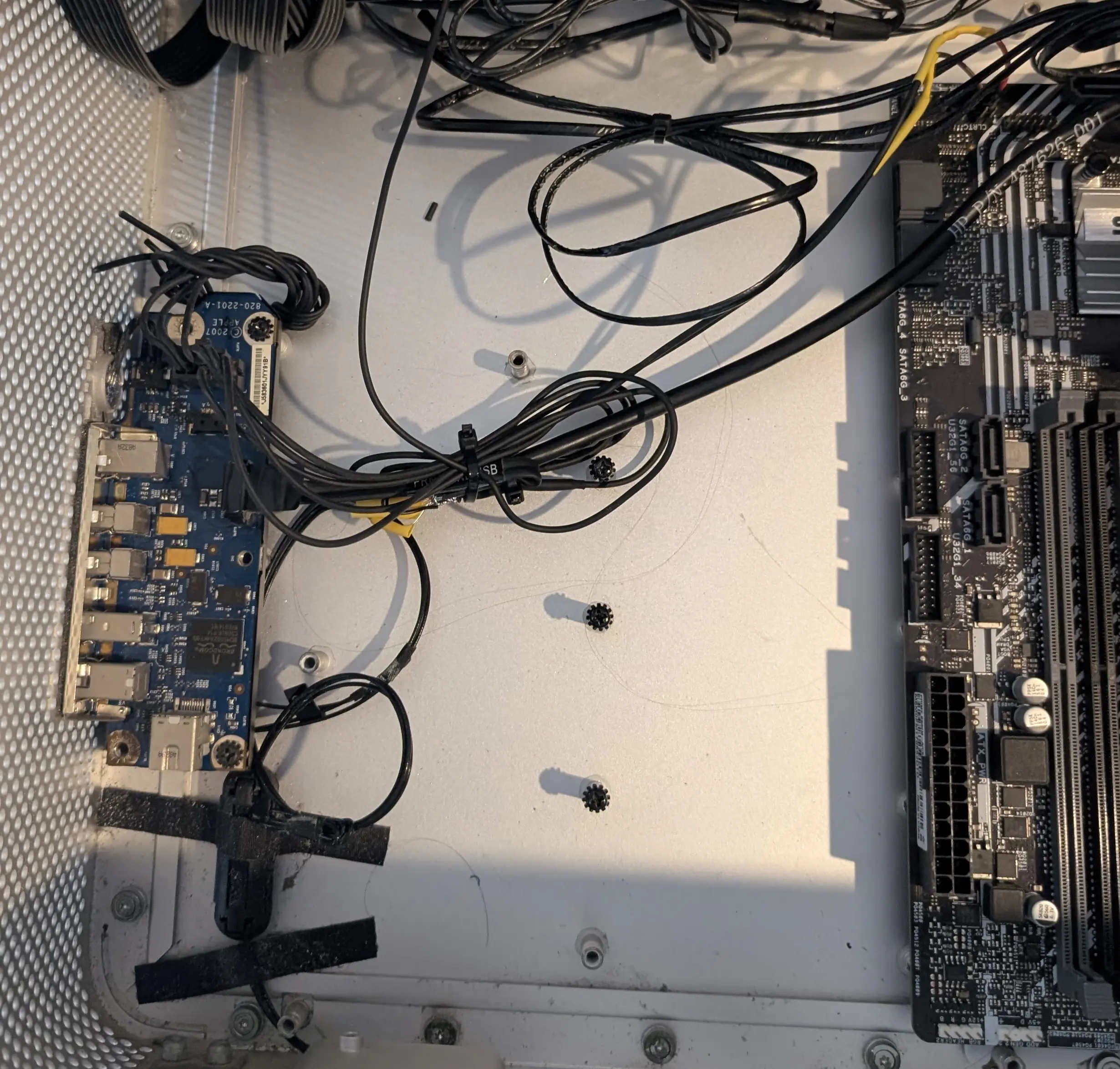 Front panel cabled in place