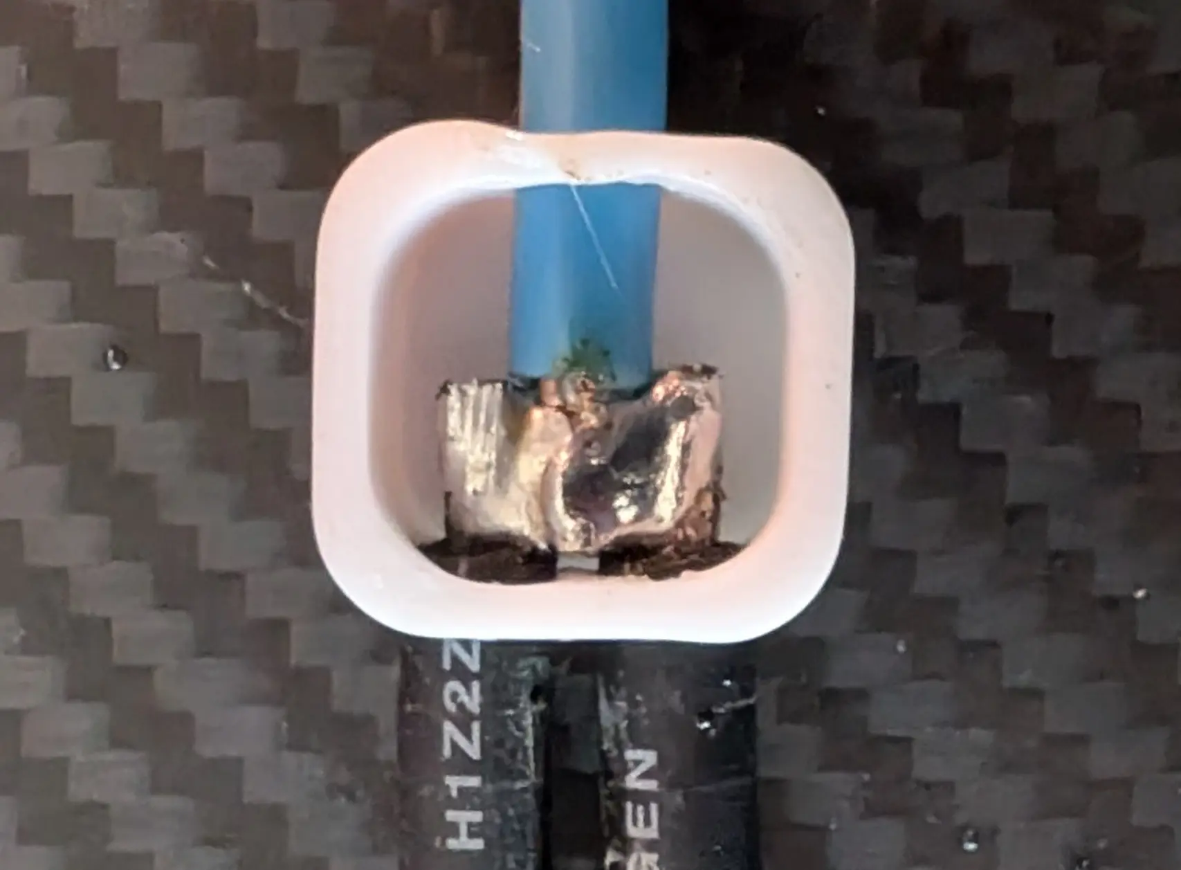 Cable inserted and Soldered